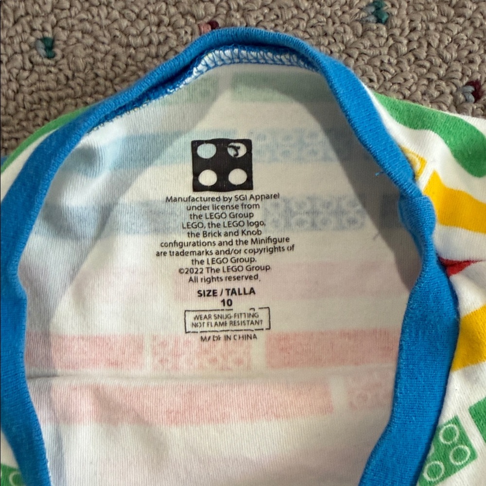 Primary colored Lego cotton long sleeve pant pajamas size 10 - Picture 2 of 3